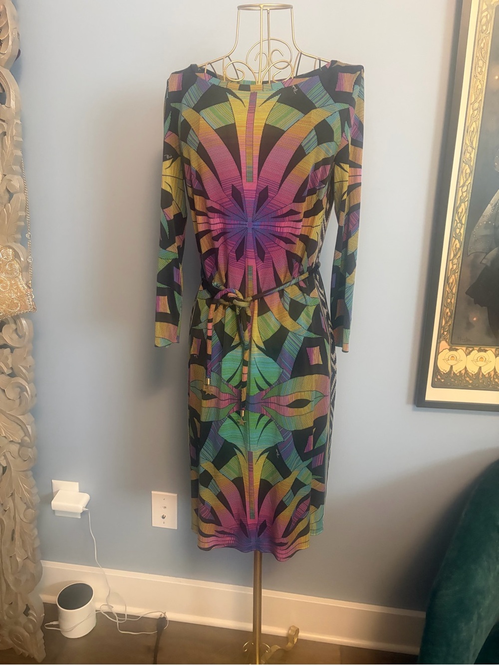 Pucci Multicolor Geometric Print Long Sleeve Dress